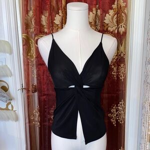 Elegant Black Twist-Front Tank Top